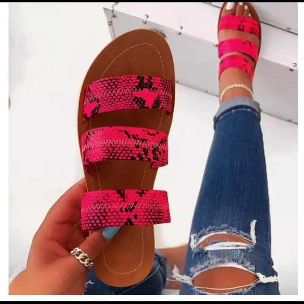 Snake Print Beach Sandals